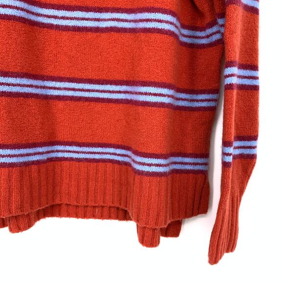 J.Crew Fuzzy Striped Knit Pullover Sweater Womens Size M Red Orange Blue NEW - Picture 4 of 7